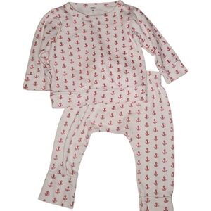 Kate Quinn Organic 2 Piece Pajama Set White|Red Classic Anchors Toddler Size 2T